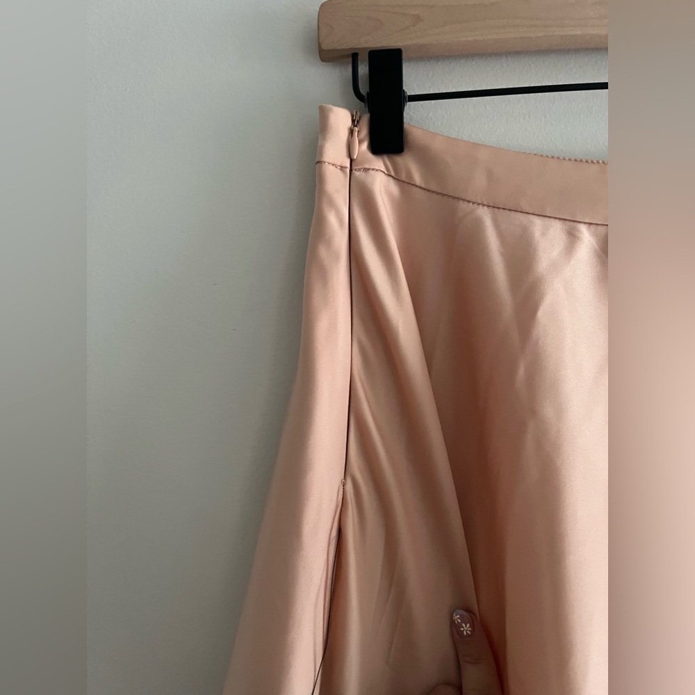 Lulus Strut and Stun Champagne Satin Halter Two-Piece Maxi Dress Size Small - Picture 12 of 14